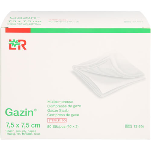 GAZIN Mullkomp.7,5x7,5 cm steril 12fach