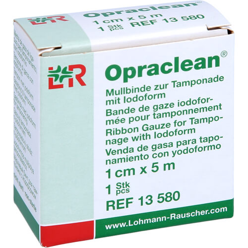OPRACLEAN Mullbinde z.Tampon.m.Jodoform 1 cmx5 m