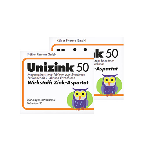 UNIZINK 50 magensaftresistente Tabletten Doppelpackung (2x 100St)