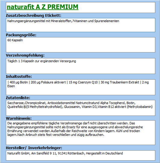 NATURAFIT A-Z Premium Kapseln